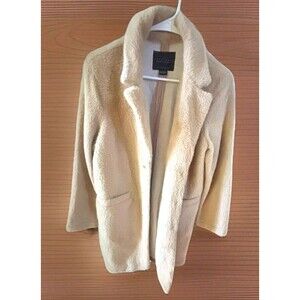 Sanctuary Teddy Coat Women’s Small Beige Sherpa Fleece Button Front Cozy Jacket